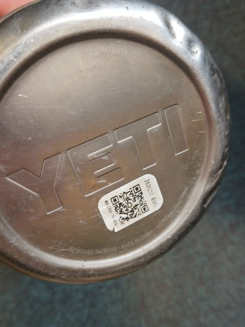 YETI Stainless Steel Travel Bottle - Silver with Black Lid Used